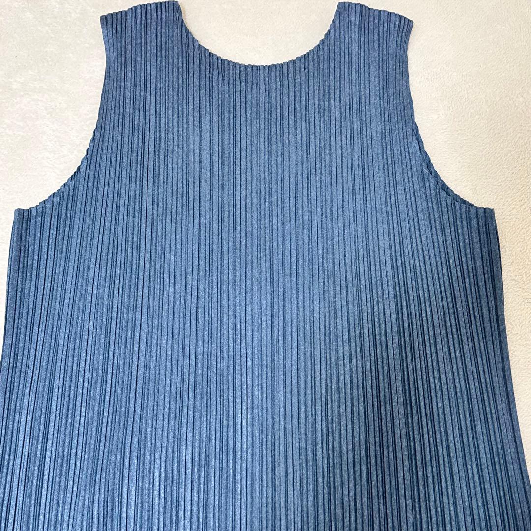 極美品✨PLEATS PLEASE プリーツ　ネイビー　ノースリーブ　スリット