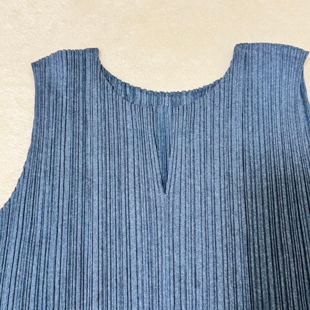 極美品✨PLEATS PLEASE プリーツ　ネイビー　ノースリーブ　スリット