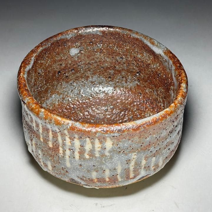 ◆鼠志野 茶碗 先代『川本晴雲』作 四方桟共箱 共布付き 茶盌 茶道具◆