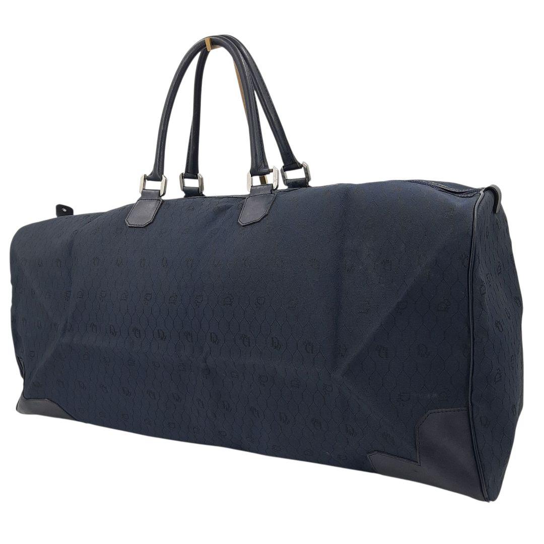 クリスチャンディオール　ボストンバッグ　ハニカム柄　大容量　キャンバス　ネイビー