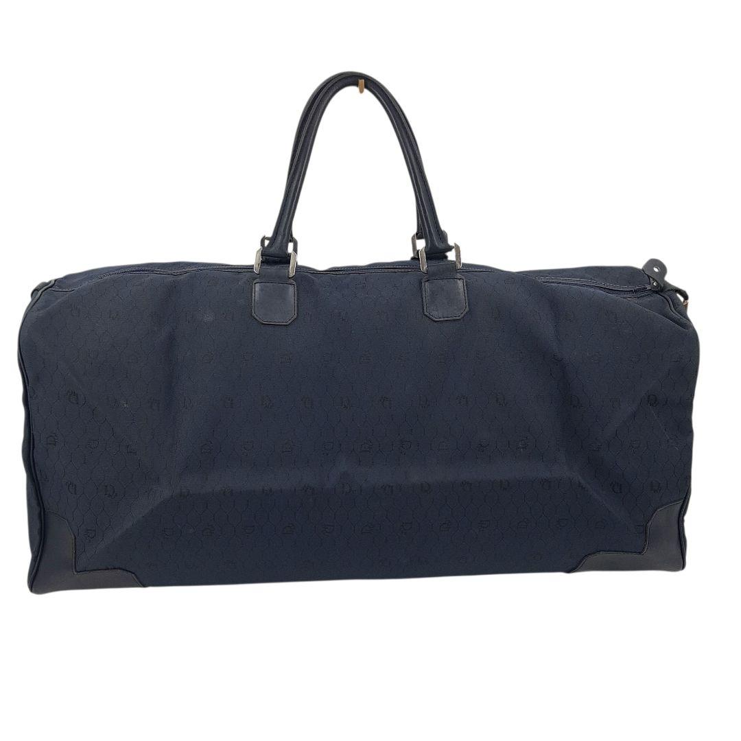 クリスチャンディオール　ボストンバッグ　ハニカム柄　大容量　キャンバス　ネイビー