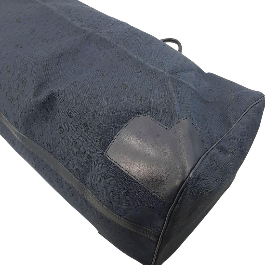 クリスチャンディオール　ボストンバッグ　ハニカム柄　大容量　キャンバス　ネイビー