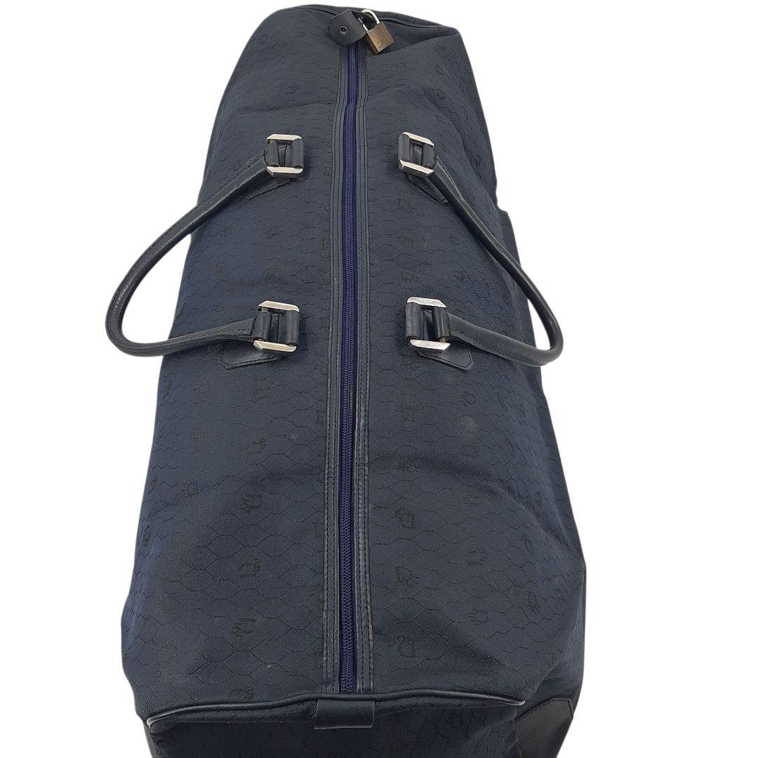 クリスチャンディオール　ボストンバッグ　ハニカム柄　大容量　キャンバス　ネイビー