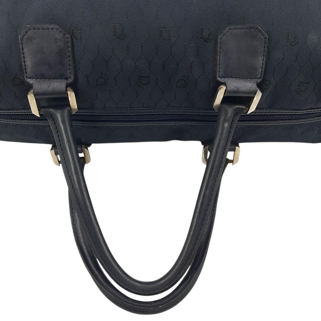 クリスチャンディオール　ボストンバッグ　ハニカム柄　大容量　キャンバス　ネイビー