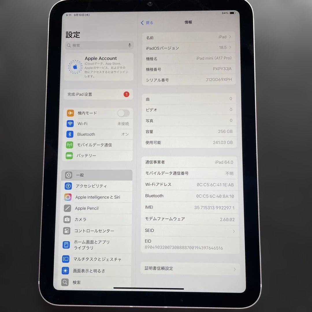 iPad mini 第7世代 256GB Wi-Fi + Cellula