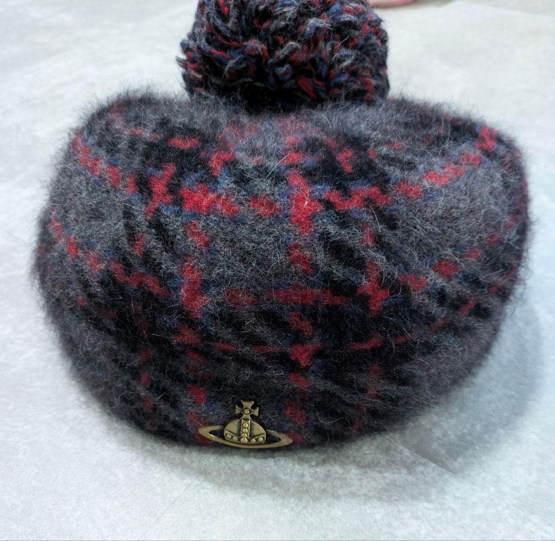 VIVIENNE WESTWOOD チェック　 ベレー帽 オーブ ボンボン レア