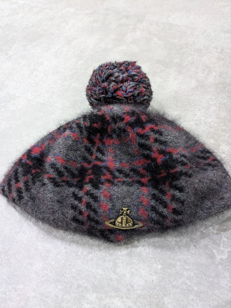VIVIENNE WESTWOOD チェック　 ベレー帽 オーブ ボンボン レア