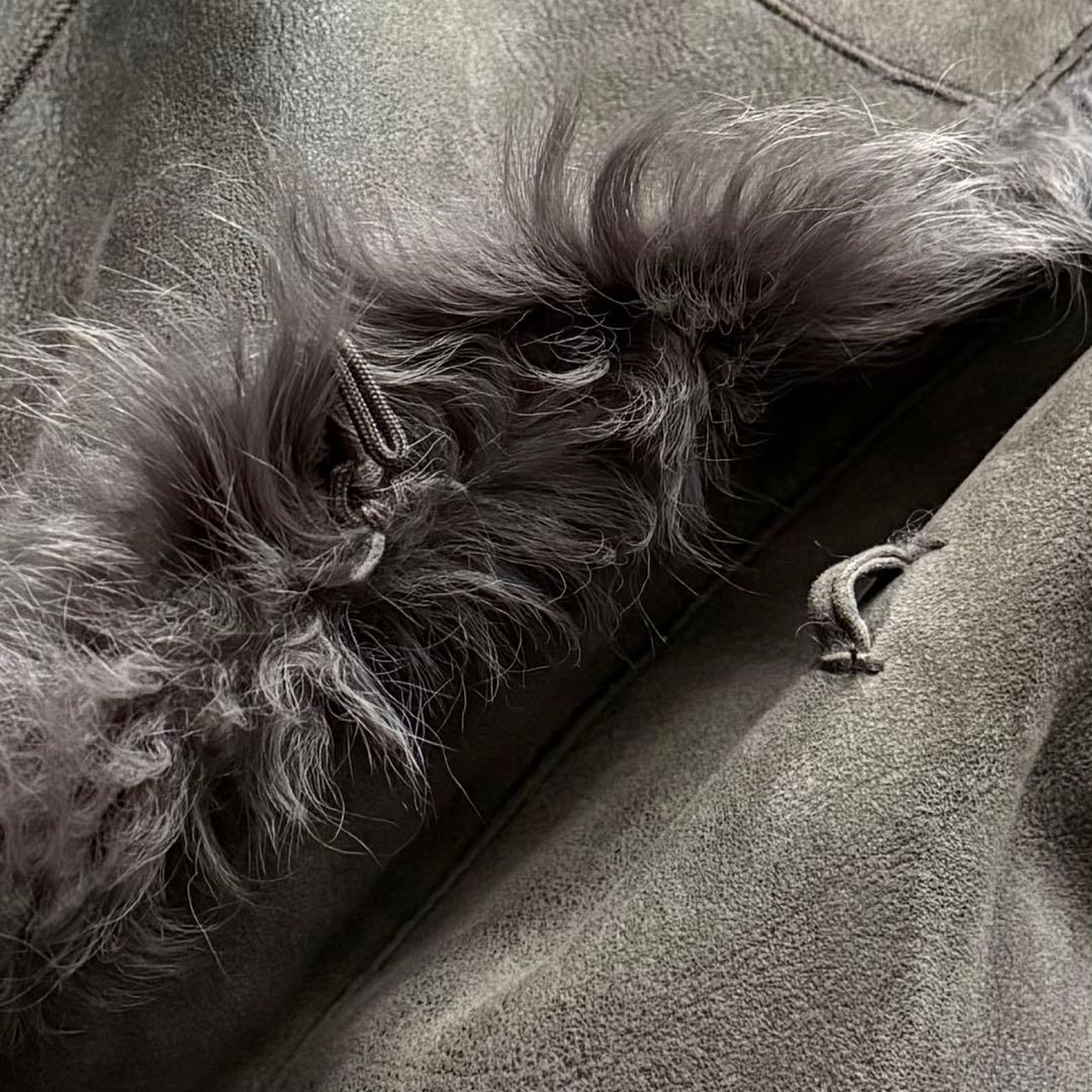 美品 高級 イヴサンロモン リアルムートン コート 羊革 ファーコート グレー