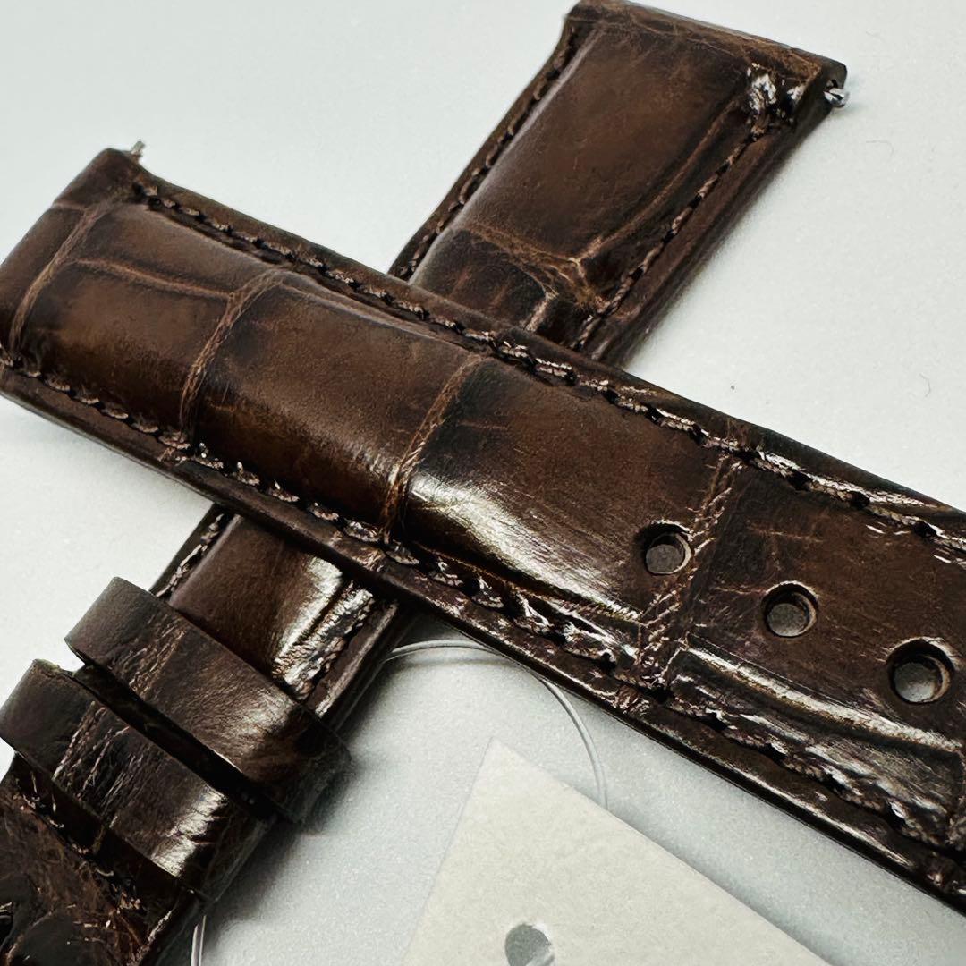 7005#21mm-18mmダークブラウン★本物クロコダイルベルト★スイス製