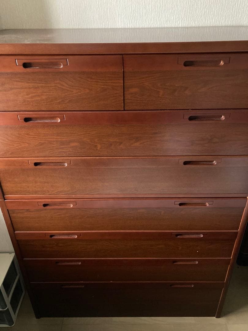 送料込み　木製　整理タンス　引き出し　ブラウン 7段チェスト　ハイチェスト