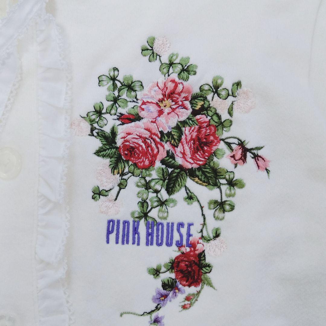 ピンクハウス　パーカー　刺繍　フリル　ロング丈　ポケット　花柄　リボン