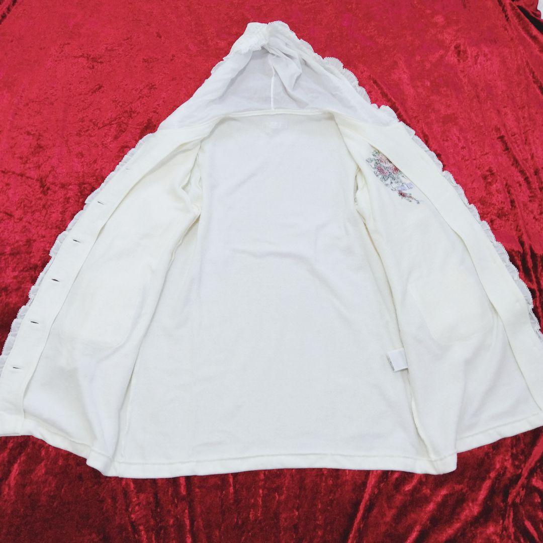 ピンクハウス　パーカー　刺繍　フリル　ロング丈　ポケット　花柄　リボン