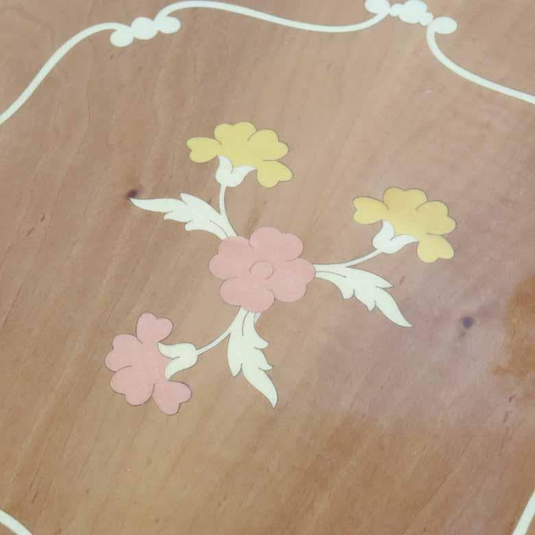 ティーテーブル イタリア ナチュラル/ホワイト 象嵌 カフェテーブル