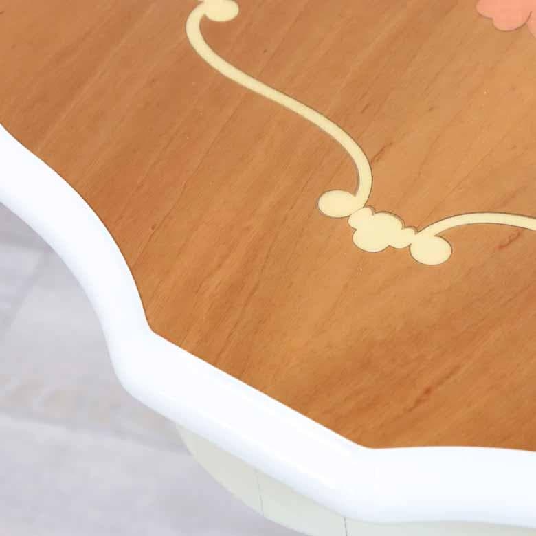 ティーテーブル イタリア ナチュラル/ホワイト 象嵌 カフェテーブル