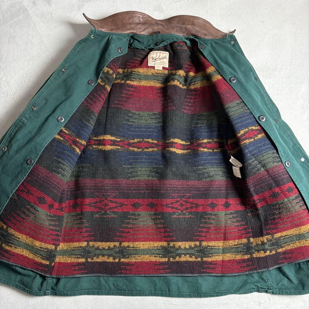 90s USA製 ウールリッチ　ハンティングジャケット　ライナー付き　レザー襟