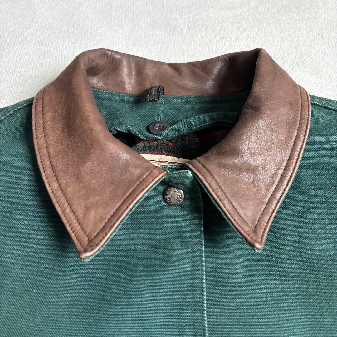 90s USA製 ウールリッチ　ハンティングジャケット　ライナー付き　レザー襟