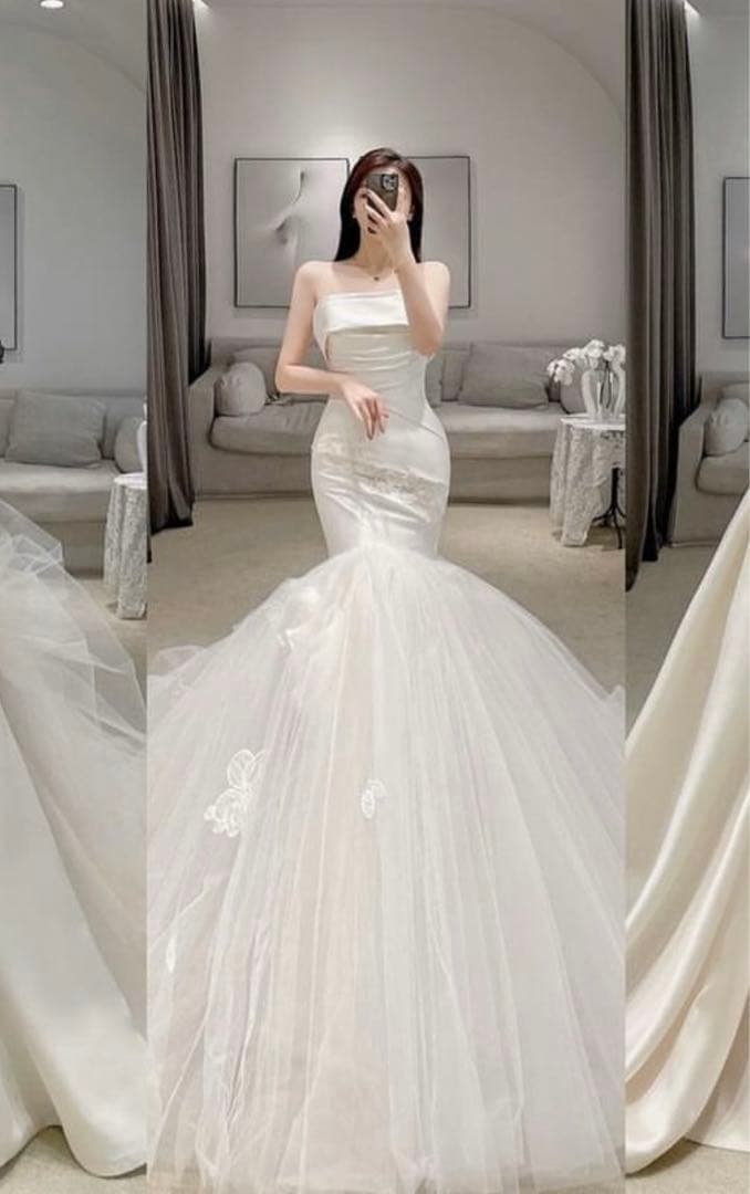 ウェディングドレス　結婚式　前撮り　マーメイドドレス　白