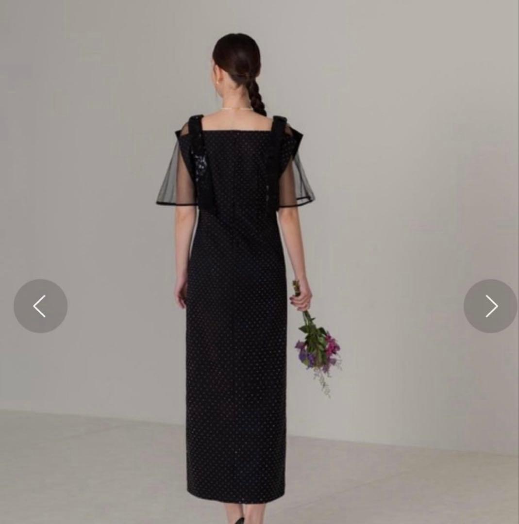 Leja 2WAY花柄リボンドットストーンブラックドレス