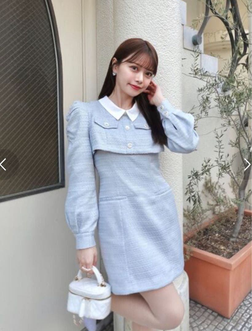 dazzlin ツイードドッキングミニワンピース