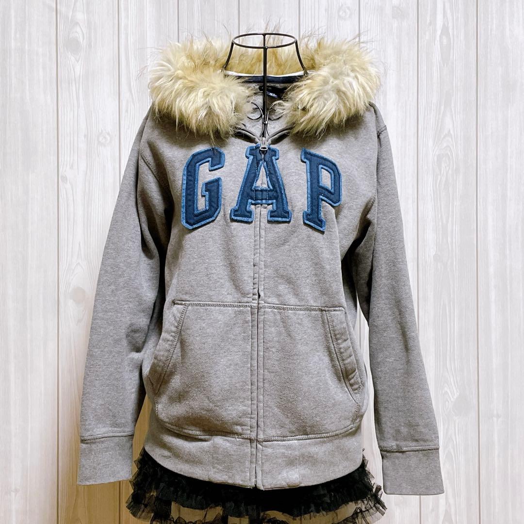 一点物 GAP パーカー ファー グレー 平成ギャル y2k グランジ お兄系