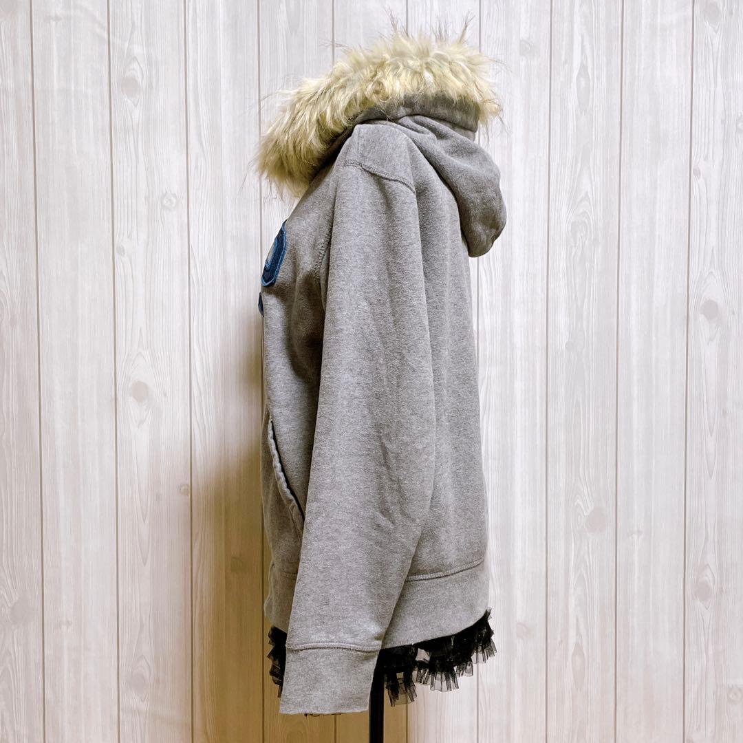一点物 GAP パーカー ファー グレー 平成ギャル y2k グランジ お兄系