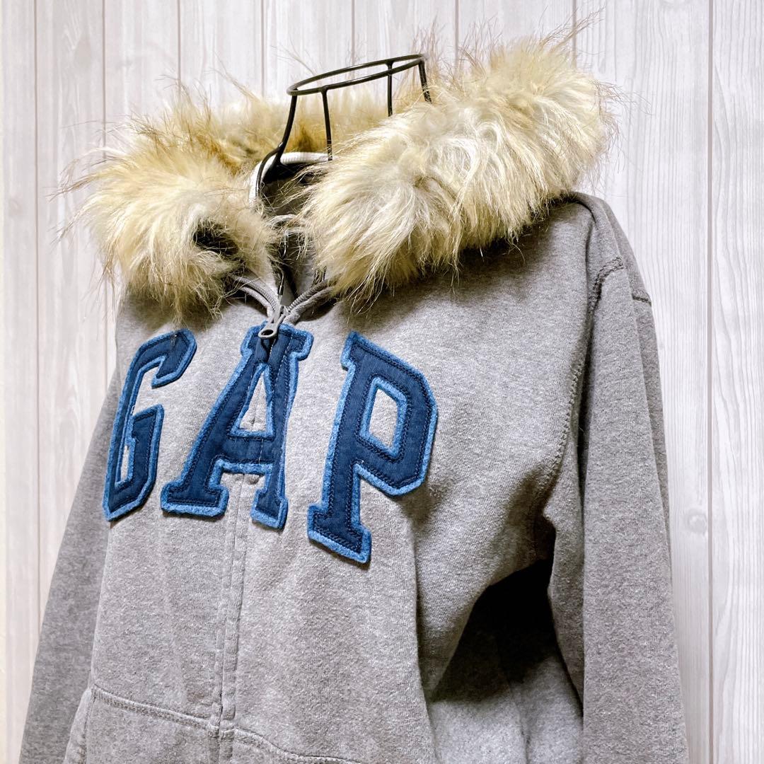 一点物 GAP パーカー ファー グレー 平成ギャル y2k グランジ お兄系