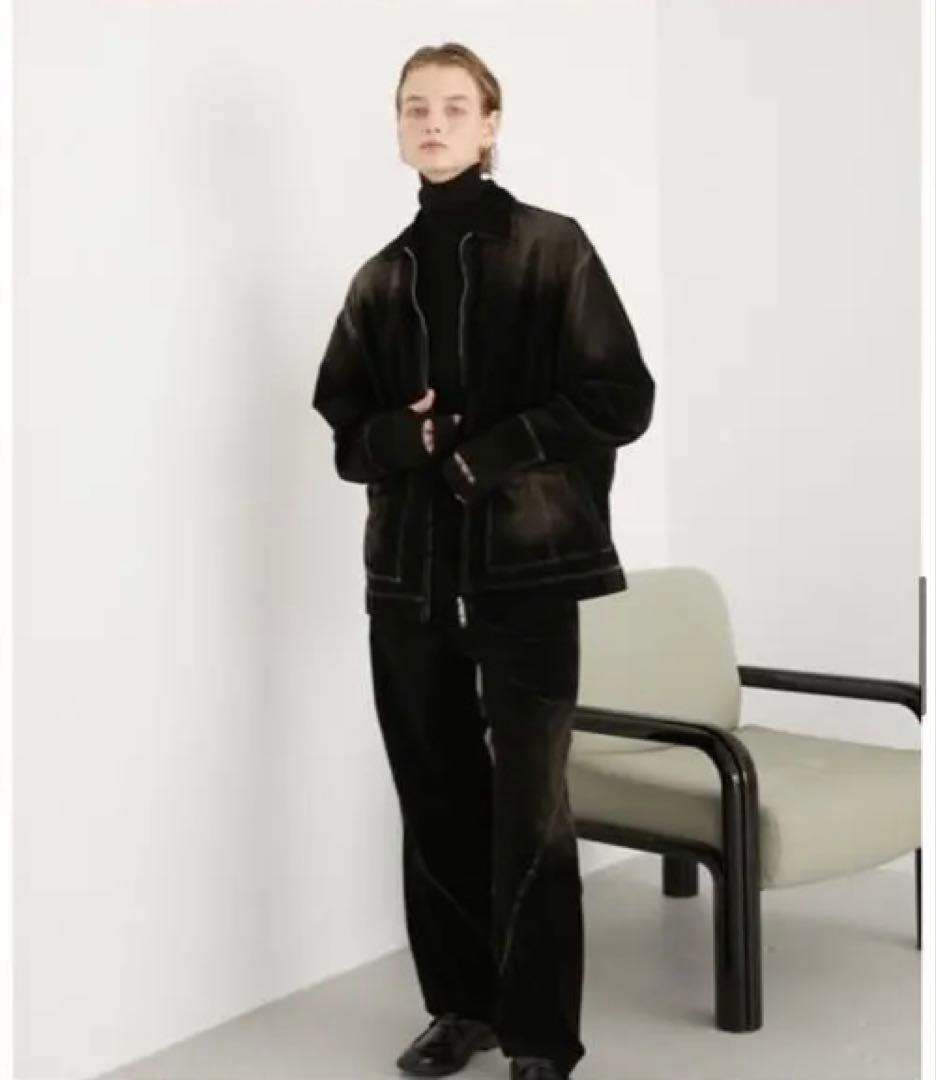 【LA PEAU DE GEM】 ジップアップベロアブルゾン