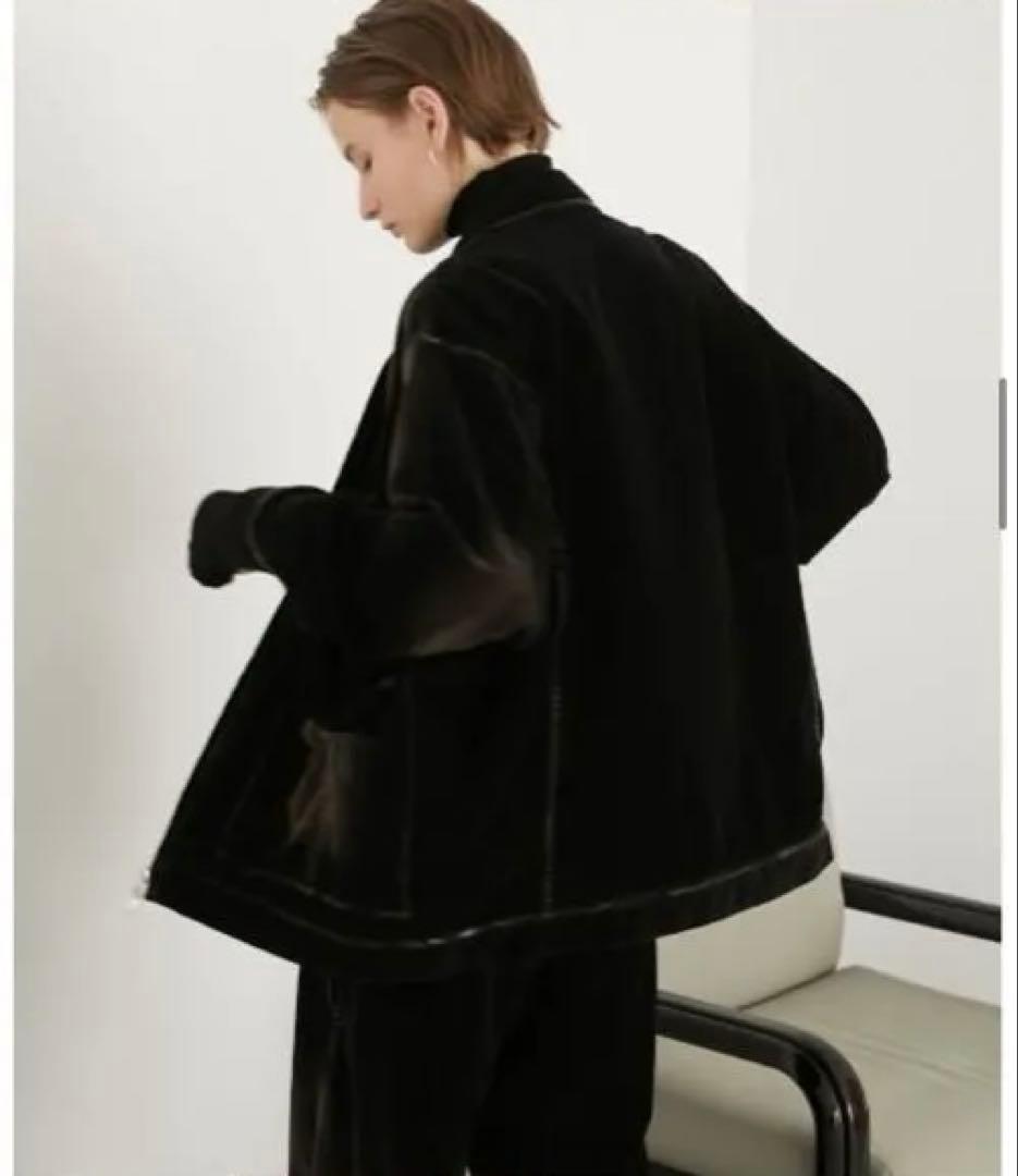 【LA PEAU DE GEM】 ジップアップベロアブルゾン