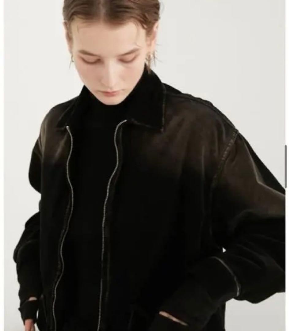 【LA PEAU DE GEM】 ジップアップベロアブルゾン