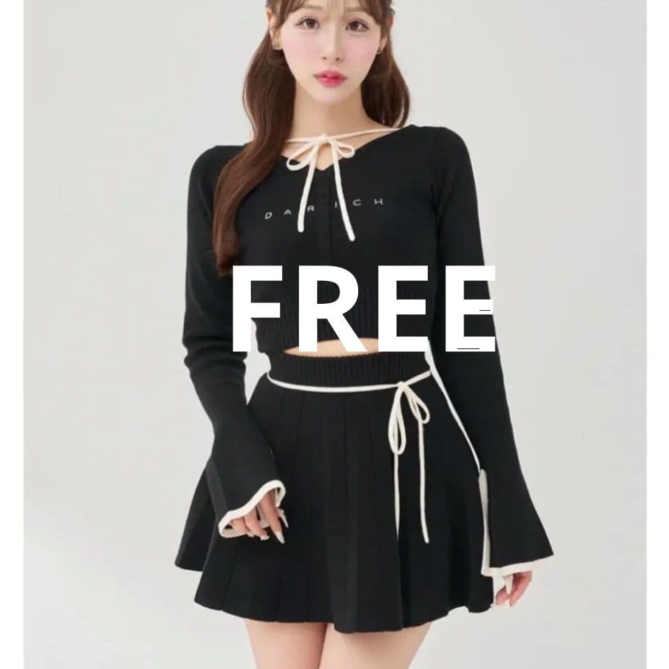 新品未開封　ダーリッチ　ウエストオープンリボンデザインニットミニワンピース　F黒