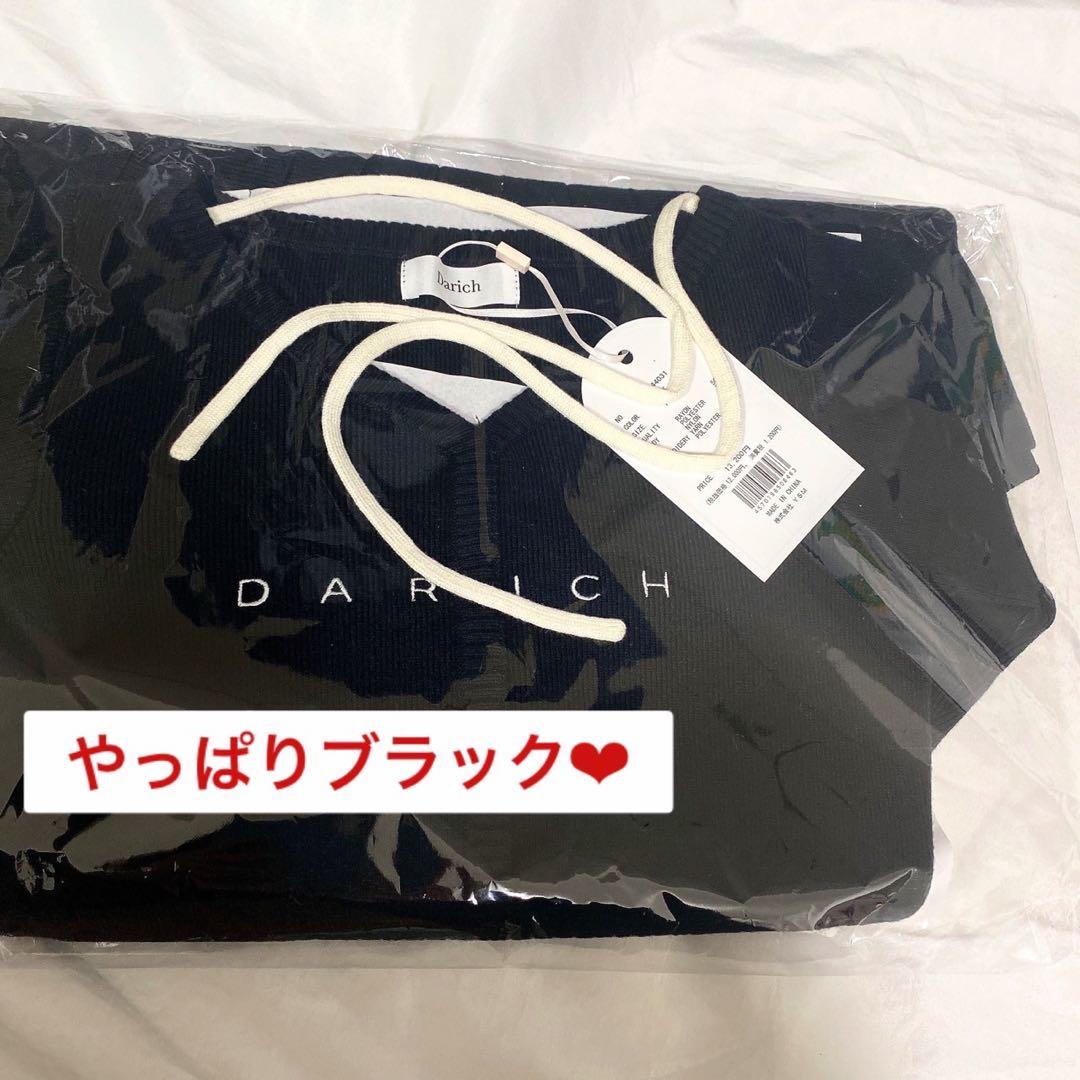 新品未開封　ダーリッチ　ウエストオープンリボンデザインニットミニワンピース　F黒