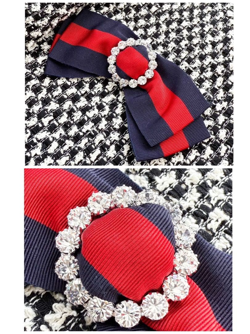 GUCCI ツイードジャケット リボン シェリーライン GGパールボタン 40