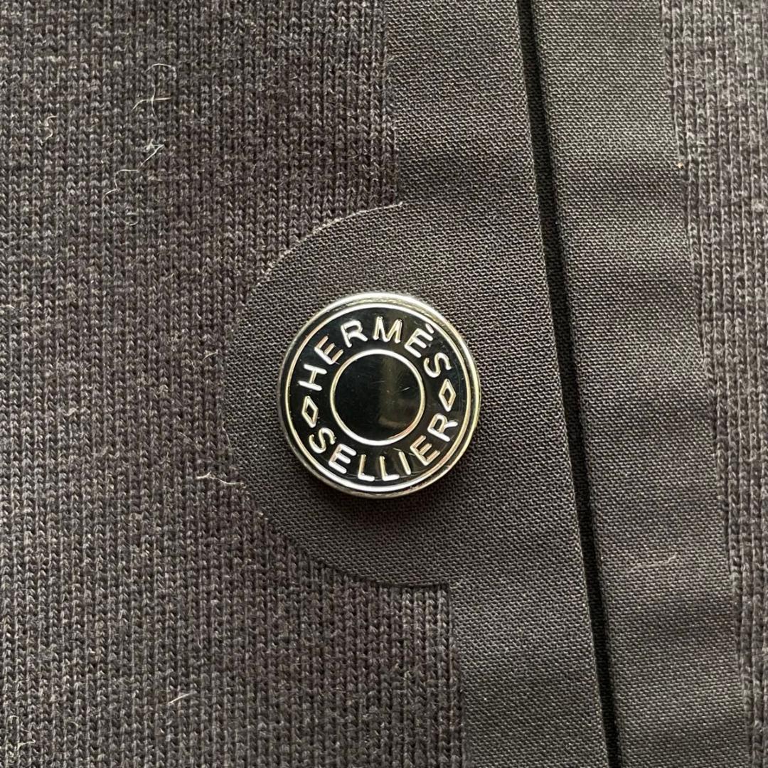 【新品同様】HERMES ハーフジップパーカー ブラック Lサイズ　セリエボタン