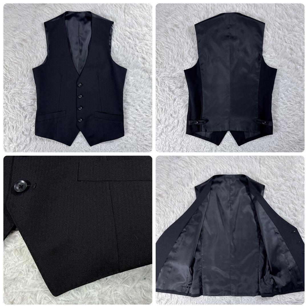 【美品】スーツセレクト スリーピーススーツ ブラック メンズ Y5 スリム