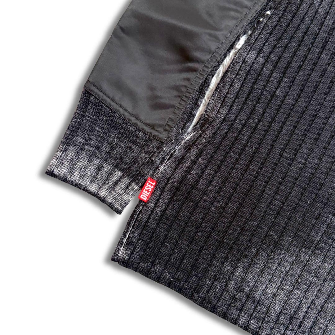 現行 RFID✨ディーゼル ニット ナイロン切替 クルーネック ウォッシュ加工