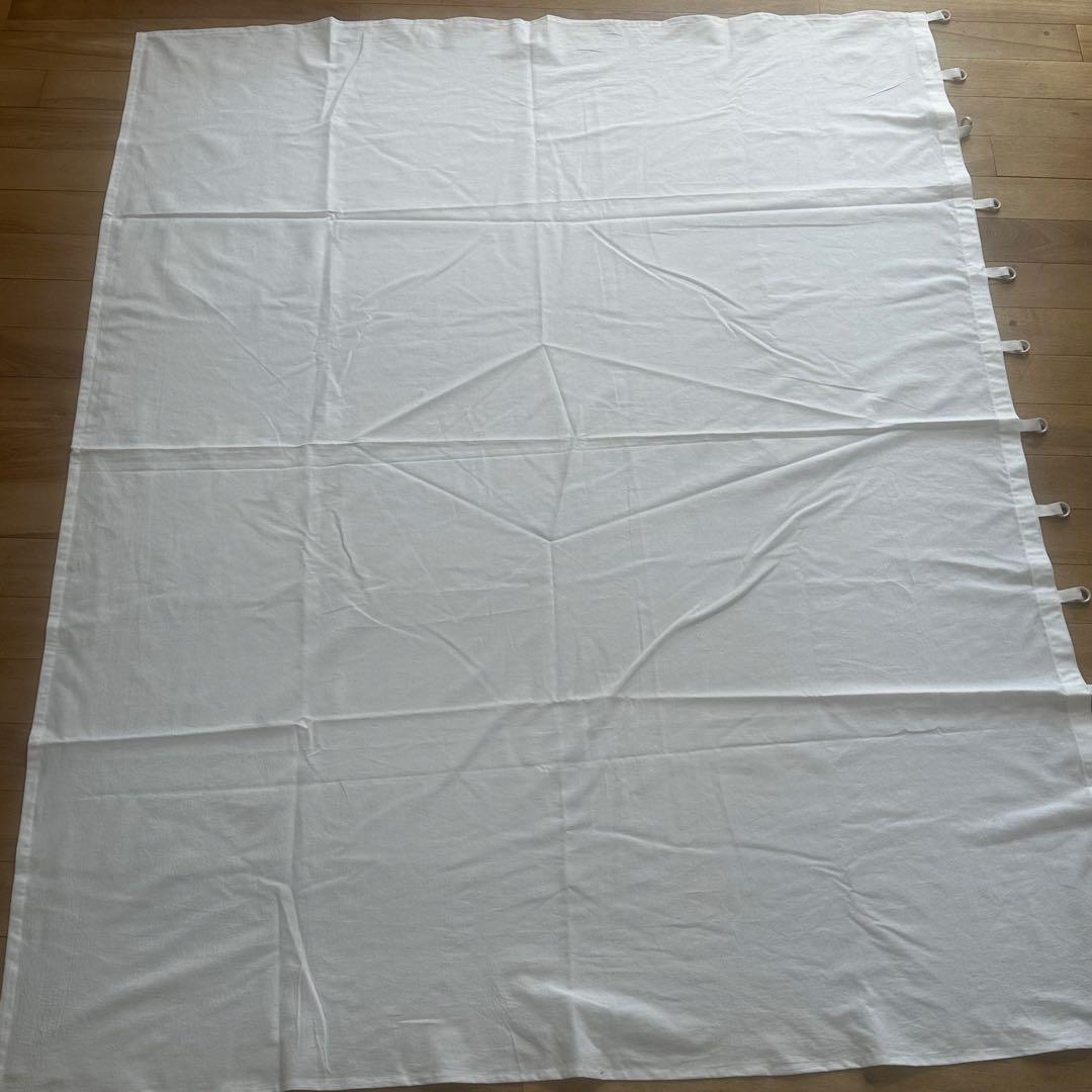 古道具/白磁リングの古布カーテン　丈短め