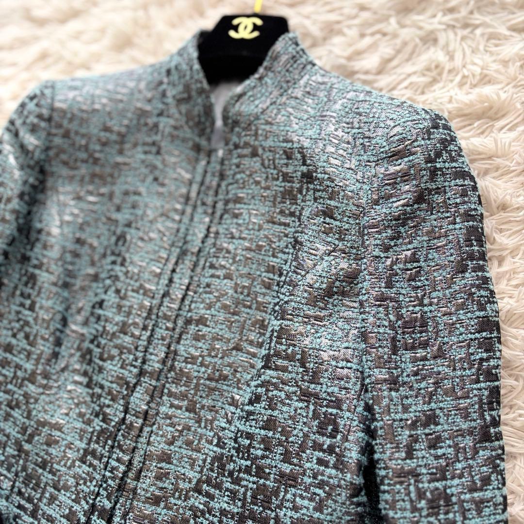 【極美品✨】アルマーニコレツォーニ ジャガードジャケット フォーマル42シルバー