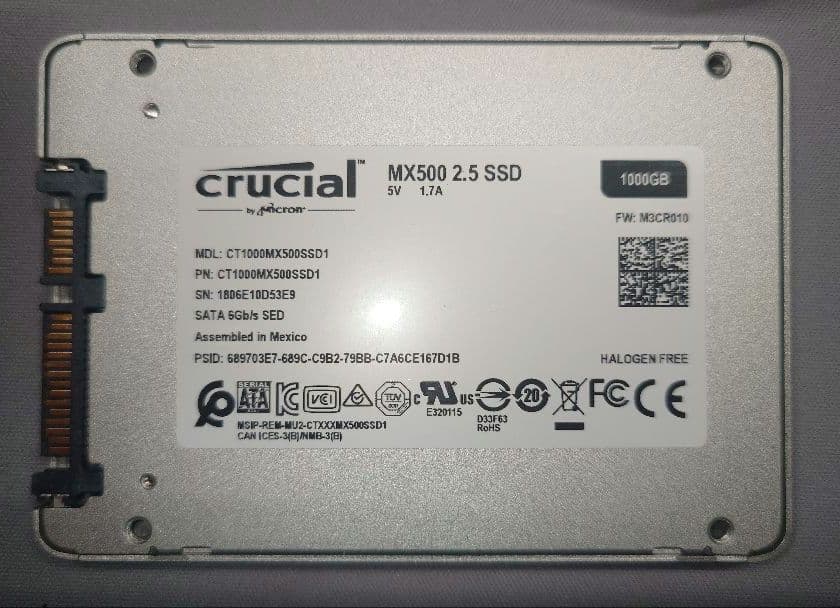 【動作良好】Crucial MX500 1TB 2.5インチ SSD