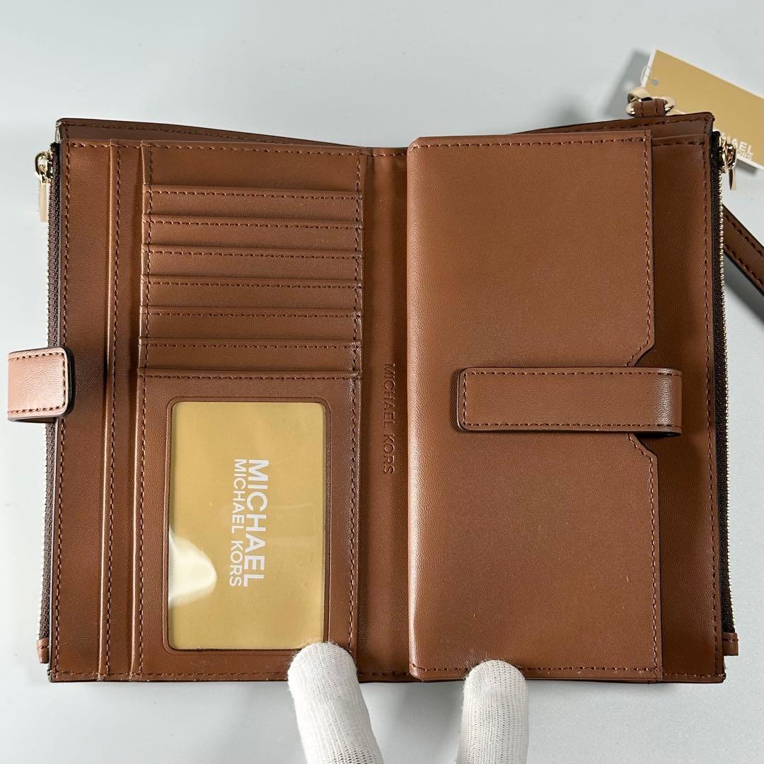 新品 正規品 マイケルコース 長財布 スマホ ポケット付 ブラウン MK