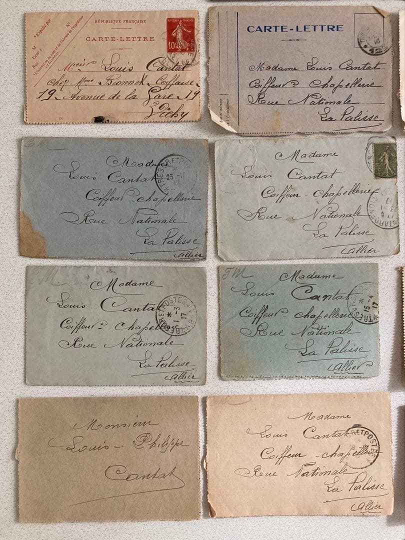 値下げ　T48 フランスアンティーク　手書き　お手紙　24通セット　1910年代