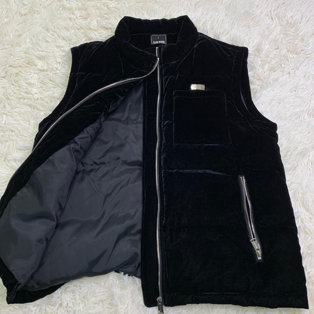 トップス TEAM WANG PRINTED LOGO VELVET DOWN VEST