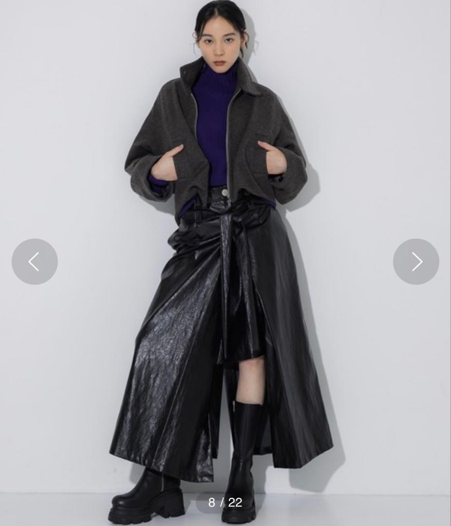 STUDIOUS スタンドカラーウールブルゾン　ダークグレー