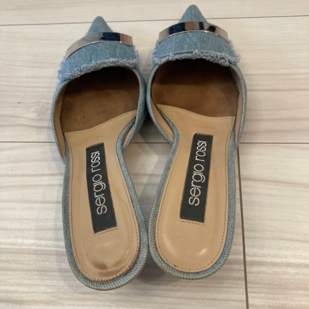 値下げです！sergio rossi SR1 デニム ポインテッドトゥ ミュール