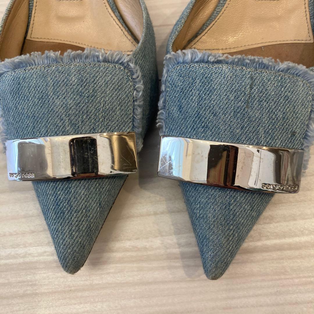 値下げです！sergio rossi SR1 デニム ポインテッドトゥ ミュール