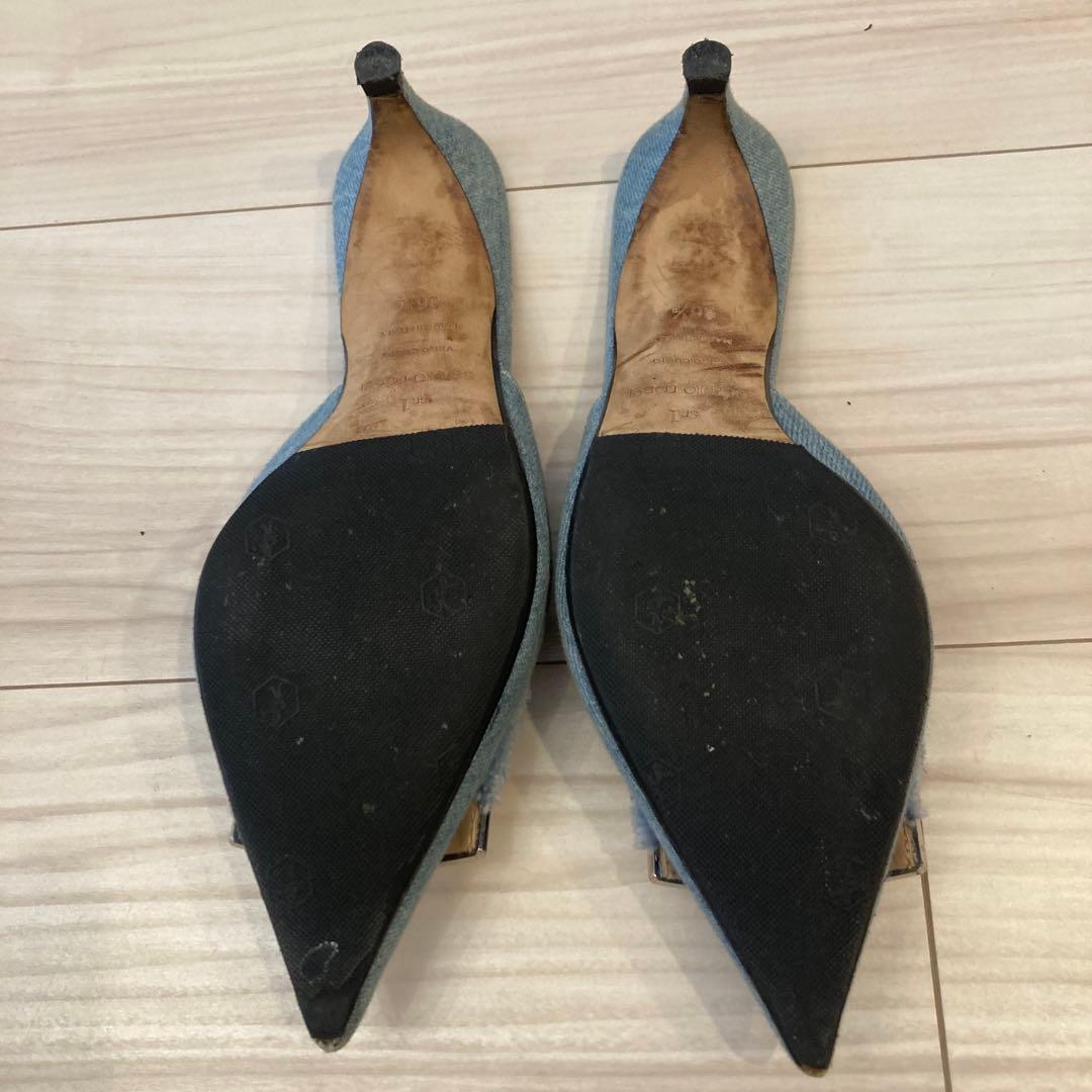 値下げです！sergio rossi SR1 デニム ポインテッドトゥ ミュール