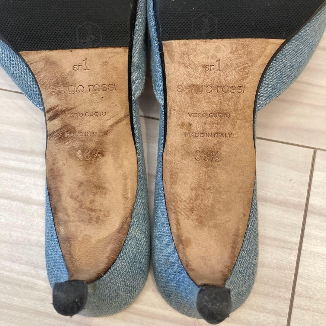 値下げです！sergio rossi SR1 デニム ポインテッドトゥ ミュール
