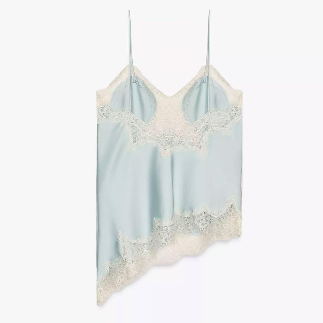 ZARA レーストリムキャミソール ライトブルー