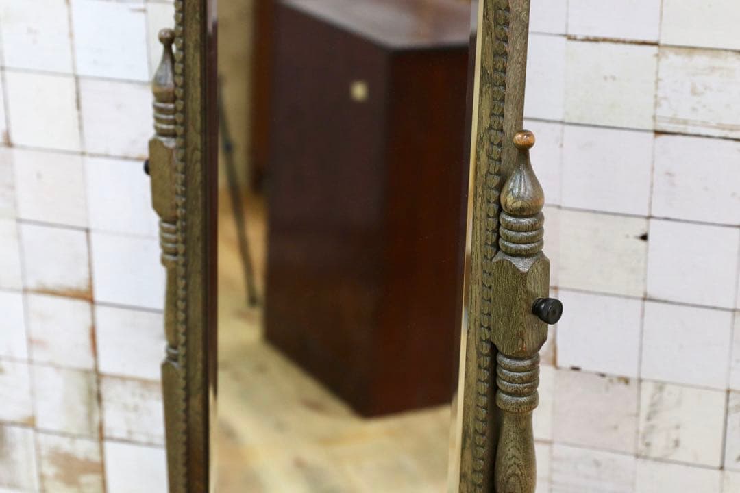GMHH406○神戸家具 アンティーク スタンドミラー 姿見 全身鏡 ミラー