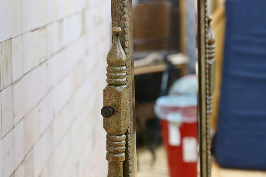 GMHH406○神戸家具 アンティーク スタンドミラー 姿見 全身鏡 ミラー