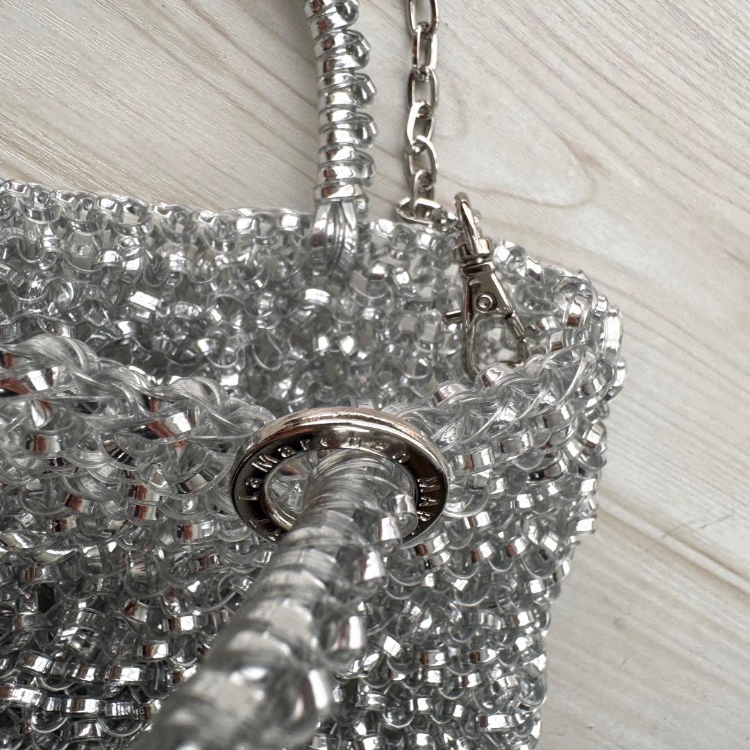 キラキラショルダーバッグ☆シルバー☆取り外し可能なチェーン付き